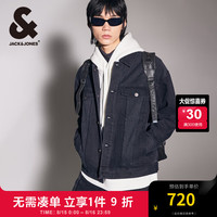 杰克·琼斯（JACK&JONES）秋季新款男装时尚oversize牛仔夹克翻领拼接外套224357008 深灰牛仔A16 深灰牛仔A16 1