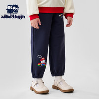 allo&lugh阿路和如休闲长裤印花2023秋季新款中小童裤子儿童女宝宝宽松 藏青色 1