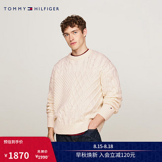 TOMMY HILFIGER24新款秋冬男女同款羊毛混纺重工绞花肌理宽松针织毛衣36546