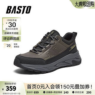 BASTO 2024秋季时尚潮流户外运动厚底圆头男休闲鞋90182CM4 灰/黑 38