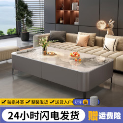 尚蒂岚 岩板茶几客厅家用小户型轻奢落地长方形 C23-1灰柜+香奈儿120*60