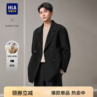海澜之家（HLA）大衣男24轻商务经典系列纯羊毛保暖外套冬季 黑色02 190/104A 3XL181~196斤