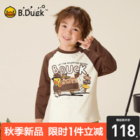 B.Duck 【新品】小黄鸭童装男童长袖t恤纯棉2024春秋儿童上衣打底衫