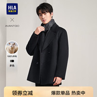 海澜之家(HLA)大衣男24轻商务经典系列纯羊毛保暖外套冬季 深灰01 185/100A 2XL165~180斤