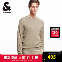 杰克·琼斯（JACK&JONES）秋潮舒适简约圆领领型简约直筒长袖针织衫上衣男装224324008 E11 黄绿灰 190/108A/XXL