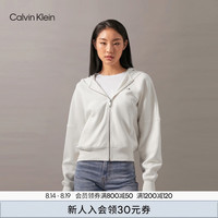 Calvin Klein Jeans24秋季女士ck字母印花运动服拉链开衫连帽卫衣J224794 YBI-牛乳白 S
