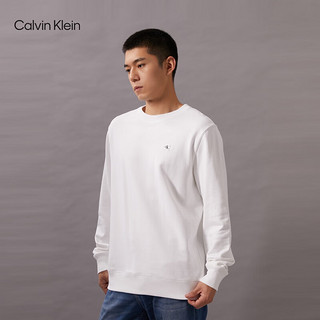 Calvin Klein Jeans24秋季男士简约ck刺绣方标净色纯棉圆领卫衣J326966 YAF-月光白 M