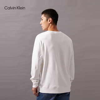 Calvin Klein Jeans24秋季男士简约ck刺绣方标净色纯棉圆领卫衣J326966 YAF-月光白 XL