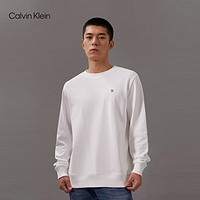 Calvin Klein Jeans24秋季男士简约ck刺绣方标净色纯棉圆领卫衣J326966 YAF-月光白 L