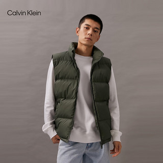 Calvin Klein Jeans【防泼水】24秋季男士ck鸭绒绗缝立领羽绒马甲J326814 LLP-军绿 XL