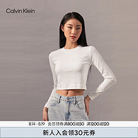 Calvin Klein Jeans24秋季女士休闲通勤ck字母辣妹正肩长袖T恤J224950 YAF-月光白 XS