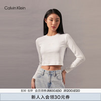 Calvin Klein Jeans24秋季女士休闲通勤ck字母辣妹正肩长袖T恤J224950 YAF-月光白 M
