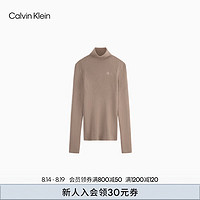 Calvin Klein Jeans24秋季女士简约ck刺绣字母高领打底针织衫毛衣J224945 PAV-大地棕 M