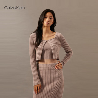 Calvin Klein Jeans24秋季女士ck方领吊带背心针织衫毛衣两件套J224571 PCF-摩卡米 XS