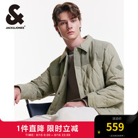 杰克·琼斯(JACK&JONES)男装衣服秋冬灯芯绒拼接轻薄羽绒服男短款夹克衬衫式外套男士保暖