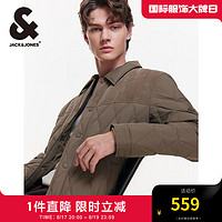 杰克·琼斯（JACK&JONES）男装衣服秋冬灯芯绒拼接轻薄羽绒服男短款夹克衬衫式外套男士保暖 E13 棕灰色 190/108A/XXL