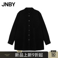 江南布衣 JNBY24秋夹克宽松衬衫领H型5O8613020 001/本黑 L