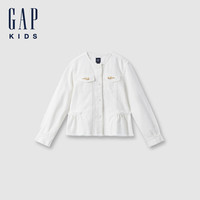 Gap女童2024初秋新款刺绣口袋花边牛仔外套可爱儿童装夹克644937