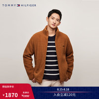 TOMMY HILFIGER24新款秋冬男装抓绒宽松立领拉链开衫卫衣外套MW0MW37228 咖啡色HJW