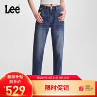 李 Lee24早秋新品413标准高腰小直脚中深蓝女牛仔裤潮LWB100413205 中深蓝色 2