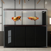 CADE 彩鲽 彩蝶中大型底过滤鱼缸新款超白玻璃生态水族箱免换水龙鱼缸 SES1200黑