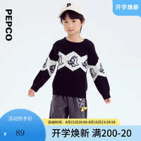 小猪班纳童装2024秋装儿童套头衫小童男童毛衣宝宝毛衫幼童潮 黑色 110cm