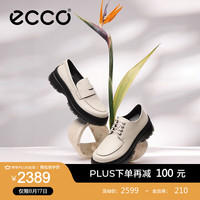 爱步(ECCO)乐福鞋女 24年夏季百搭厚底粗跟摩登牛皮单鞋女 踪迹220733 石灰色22073301378 40