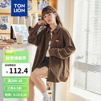 唐狮 TONLION2024长袖衬衫女翻领灯芯绒宽松百搭设计感外搭长袖衬衫TB 焦糖色 S