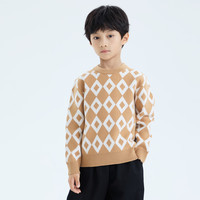 小猪班纳童装2024秋装儿童毛衣中大童男童毛衫女童套头衫上衣 亚麻棕 110cm