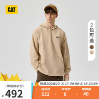 卡特彼勒CAT卡特24秋男士户外休闲百搭宽松插肩袖连帽套头卫衣 卡其色 M