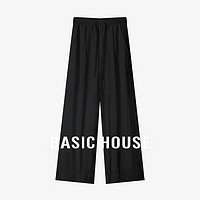 Basic House/百家好夏季时尚百搭休闲裤高级感薄款优雅阔腿裤子女 黑色 L