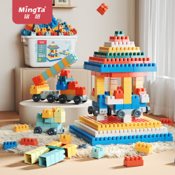MingTa 铭塔 拼插积木 玩具立体拼组装塑料 400粒可拼搭16辆小车（桶装）