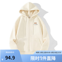 班尼路杏色卫衣女春秋薄款2024新款小个子休闲上衣连帽开衫外套女