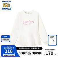 Skechers斯凯奇童装春秋季中大女童舒适针织上衣休闲儿童运动卫衣P324G033 棉花糖白/0074 165