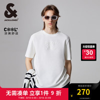 杰克·琼斯（JACK&JONES）秋季款男士圆领基础百搭贴布图案日常休闲常规短袖T恤224301088 奶白A42 奶白A42 190/108A/XXL