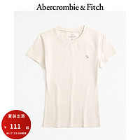 ABERCROMBIE & FITCH【尺码偏小】女装24夏款辣妹经典小麋鹿美式修身T恤 KI139-4269 浅棕色 M (165/96A)尺码偏小选大一码