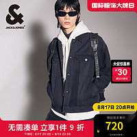 杰克·琼斯（JACK&JONES）秋季男装时尚oversize牛仔夹克翻领拼接外套224357008 深灰牛仔A16 深灰牛仔A16 180/100A/L