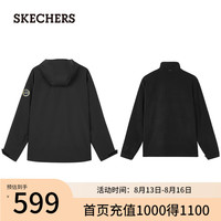 斯凯奇（Skechers）户外冲锋衣魔方系列三合一防风防水登山服外套 碳黑/0018 S