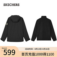 斯凯奇（Skechers）户外冲锋衣魔方系列三合一防风防水登山服外套 碳黑/0018 S