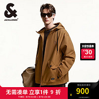 杰克·琼斯（JACK&JONES）男装衣服秋季宽松连帽时尚潮流基础百搭舒适长袖夹克外套男款 橡胶棕F09 常规 橡胶棕F09 170/92A/S