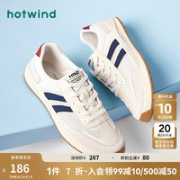 热风 hotwind2024年秋季男士时尚圆头系带运动休闲鞋个性拼色舒适男鞋 87米红 41 偏大半码