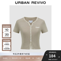 UR2024秋季新款女装时尚百搭刺绣修身短袖针织衫UWL940092 卡其灰