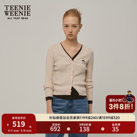 Teenie Weenie小熊秋季新款假两件长袖针织开衫时髦外套女士