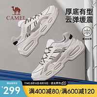 骆驼（CAMEL）【玄机】2024秋季潮流滑板鞋软弹舒适厚底增高时尚拼接男鞋 G14A852686 黑米色 38