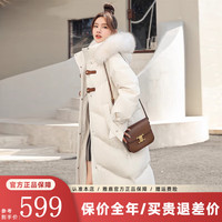 雅鹿大毛领加厚羽绒服女长款过膝2024冬季新款女士时尚宽松连帽外套