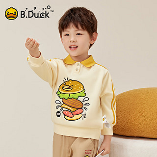 B.Duck【新品】小黄鸭童装男童翻领卫衣宝宝秋装2024儿童套头上衣