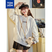 唐狮 TONLION2024早秋女针织连帽撞色长袖卫衣TB 雾灰 S