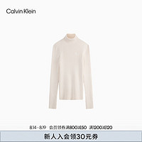 Calvin Klein Jeans24秋季女士简约ck刺绣字母高领打底针织衫毛衣J224945 YBI-牛乳白 M