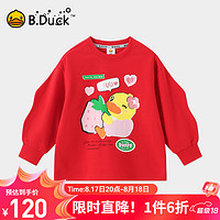 B.Duckbduck小黄鸭童装女童卫衣春秋儿童长袖女孩上衣 中国红 150cm