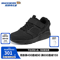 Skechers斯凯奇儿童鞋春秋款时尚复古休闲鞋中大童厚底耐磨运动鞋405715L 全黑色/BBK 27.5码